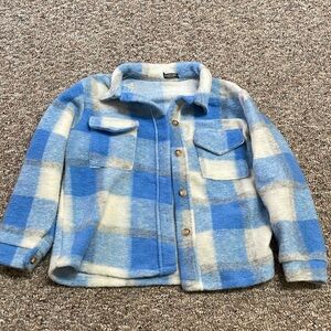 Nasty Gal blue and cream button down jacket